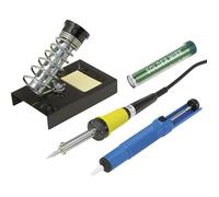 Set de soudure Basetech ZD-30B 230 V 30 W forme de crayon avec étain à souder, avec support, avec pompe à dessouder, avec panne à