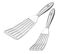 Set de Spatule de Cuisine Inox - 1x grande spatule cuisine pour le poisson et 1x petite spatule crepe avec Poignée ergonomique - Ustensiles de cuisine parfaits comme cadeau