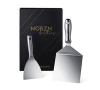 Set de Spatules en Acier Inoxydable - Spatule Grande et Petite Flexibles avec Gradient et Finition Miroir, Plancha, Barbecue, BBQ, Grille et Teppanyaki, Certifié Contact Alimentaire, Garantie 10 Ans