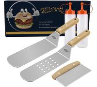 Set de spatules pour plancha de haute qualité en acier inoxydable - ustensiles de barbecue pour hommes