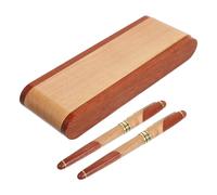 Set de Stylos en Bois Trois Pièces avec Stylo-plume et Boîte | Présentation Soignée, Format Fin et Léger, pour Étudiants Professionnels, École, Poche, Papier et Carnets