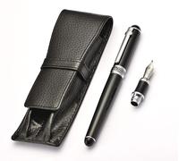Set de stylos plume Duke Black - Comprend un étui en cuir