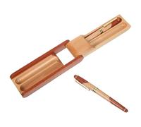 Set de Stylos-Plume en Bois avec Coffret, Trois Pièces | Format Fin et Léger, Présentation Prête à Offrir, Adaptés aux Professionnels, Collectionneurs, École, Papier et Carnets
