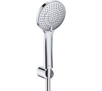 Set de douche universel Duravit, douchette ronde à économie d'eau ((Ø 110 mm), coude de raccordement mural, flexible de douche, chromé