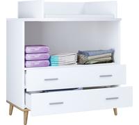 Set de table à langer | Râtelier à langer | Dimensions H. 93 x W. 80 x D. 49 | Deux tiroirs pour espace de rangement | Changement de coffre de tiroirs - Lindas