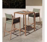 Set de table bar + 2 tabourets de bar HWC-Q12, table haute pour bar, en polyrotin oléfine (210 g/m²), couleur verte