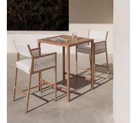 Set de table bar + 2 tabourets de bar HWC-Q12, table haute pour bar, en polyrotin oléfine (210 g/m²), couleur blanche