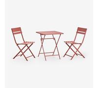 Set De Table Carrée 60x60 Cm Pliable Et 2 Chaises De Jardin En Acier Tamarit Terracota Multicolore