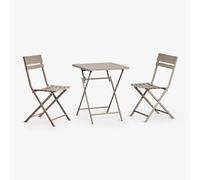 Set de table carrée 60x60 cm pliable et 2 chaises de salle à manger en acier Tamarit Moka Brown