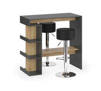 Set de table de bar Dana, 108x50cm avec 2 tabourets de bar, Anthracite/Chêne de force doré, Vicco 57743