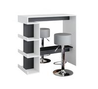 Vicco Set de Table de Bar Dana, Blanc, 108x50cm | avec 2 tabourets de bar, avec étagères ouvertes pour une utilisation comme table haute