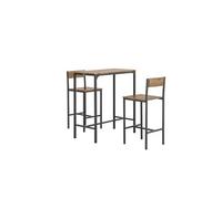 Set de Table de Bar Extensible avec 2 Tabourets en Bois d'Acacia Massif