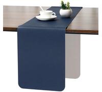 Set de table d'extérieur moderne, double face, imperméable, antidérapant, en cuir, 40 x 240 cm, bleu gris clair