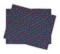 Set de table enduit 35x45 cm CERISES bleu Marine