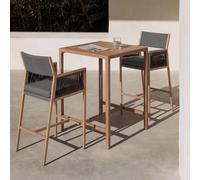 Set de table haute et 2 tabourets de bar HWC-Q12, table haute pour bar, en polyrotin oléfine (210 g/m²), couleur gris foncé