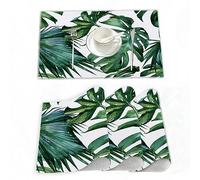 Set de Table (Lot de 4),Conception de feuille de palmier de la jungle tropicale verte class,Tapis de Table tissés en Vinyle à Tissage croisé, Ensemble de Tapis de Table lavables antidérapants 30x45 cm