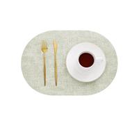 Set De Table Ovale Napperons ovales gris en Faux cuir PU, 1/4/10 pièces, tapis de Table réversibles, lavables et résistants à la chaleur, for décoration de Table à manger de mariage(Green,1pc 30x44cm)