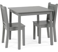 Set de table pour enfant en bois, gris, 2 chaises, table de jeu et d'apprentissage pour chambre d'enfant