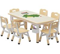 Set de table pour enfant, réglable en hauteur, surface effaçable, bois