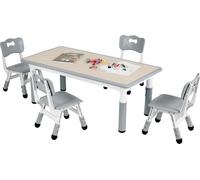 Set de table pour enfants, réglable en hauteur, design moderne minimaliste, gris