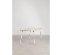 Set de table rectangulaire 160x90 cm et 4 chaises de salle à manger empilables en corde tressée Arhiza Tapioca Beige