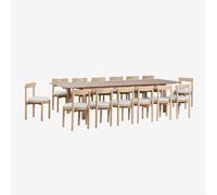 Set de table rectangulaire extensible Duala 250-310x105 cm et 14 chaises de salle à manger en bois d'acacia Nualis Acacia Marron Clair