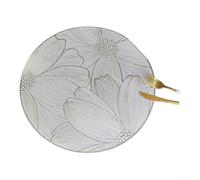 Set de table rond avec motif floral nordique, résistant à la chaleur et imperméable en PVC, Ø38 cm, nappe lavable pour cuisine, hôtel et restaurant, or (argent)