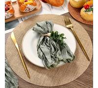Set de table rond en lin et jute, tapis de pot de fleurs, tapis de table résistant à la chaleur, convient pour la cuisine et la salle à manger, peut être utilisé comme nappe de mariage, décoration de 