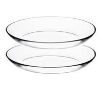 Set de table, service de 2 assiette creuse ovale, plat de service en verre transparent - Diamètre 25 x Profondeur 19 x Hauteur 3.4 cm - JUANIO - Transparent G