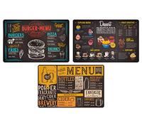 Set de Table Vintage en Plastique Lavable Américain 44x28 cm, Set de Table Petit Déjeuner Américain Fantaisie en PVC (Set de 3 Menus)