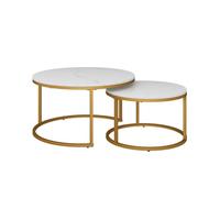 Vicco Set de Tables Basses Montreal, Blanc/Or, 77x40cm | 2 pièces, pliable pour un gain de place et combinable de manière polyvalente