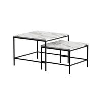 Vicco Set de Tables Basses Ramio, Blanc/Noir, 60x60cm | 2 pièces, pour une utilisation flexible comme surface de rangement ou tables d’appoint