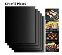Set de Tapis de Cuisson - BBQ - 40x33cm - 100% Anti-adhérent - Compatible Gaz, Charbon, Électrique - 5 pièces