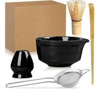 Set de thé matcha - Ensemble pour la cérémonie du thé - Rituel authentique - Avec pichet verseur - 5 pièces - Noir