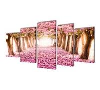 vidaXL Set de toiles murales imprimées Cerisiers en fleurs 5x 100 x 50 cm Rose G
