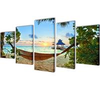 Set de toiles murales imprimées Plage avec hamac 200 x 100 cm