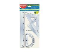 Maped Kit de traçage 4 pièces – règle 30 cm, rapporteur et équerres, bleu