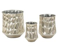 Set de trois cache-pots Silver en métal argenté martelé