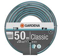 Set de tuyaux Classic 13mm (1/2 pouce) 50m GARDENA, pression d'éclatement 22 bar ; contient tuyau Classic 13mm (1/2 pouce) 50m et dévidoir CleverRoll M, capacité jusqu'à 60m