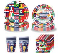 Set de Vaisselle Jetable Thème Football 50 Pièces (10 Invités)Décoration de Table pour Soirée Foot,Barbecue et Fête d'Anniversaire