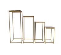 Set de vase sur pied en métal de 4 pièces, carré doré, 96 x 36,5 x 6,5 cm