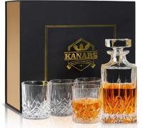Set de verres à whisky et carafe, 750ml décanteur avec 4x 300ml verres, cristal sans plomb, boîte cadeau, 5 pièces