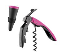 Set de vin avec tire-bouchon professionnel à deux temps, bouchon en silicone rose et housse en velours - Cadeau solidaire