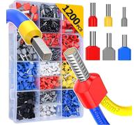 Set d'embouts 0.5mm²-16mm² 1200 pièces Jumeaux isolés et embouts simple ligne Assortiment Box
