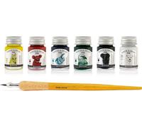 Set d'encres Write and Draw BASIC BRIGHT, encres de dessin, 6 x 10 ml avec plume
