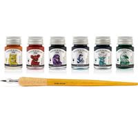 Set d'encres Write and Draw RAINBOW, encres de dessin, 6 x 10 ml avec plume