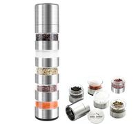 Set D'épices de Voyage 5 en 1, Pots à Epices Empilables en Acier Inoxydable Mini Pots à Épices avec Moulin à Épices Pots à Épices pour Cuisine de Voyage et de Camping