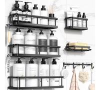 Set d'étagères de douche - Grande capacité - 6 pièces - Inoxydable - Avec crochets
