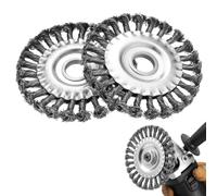 Set di 2 Brosses Rondes, Brosse Metallique pour Perceuse, Brosses Métalliques Meuleuse 125mm x 22mm, Disque Brosse Métallique RondeBrosse Ronde Tressée Acier pour Perceuse Meuleuse d'Angle