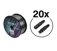 Set DMX cable 2x0.22 100m bw + 40 connecteurs